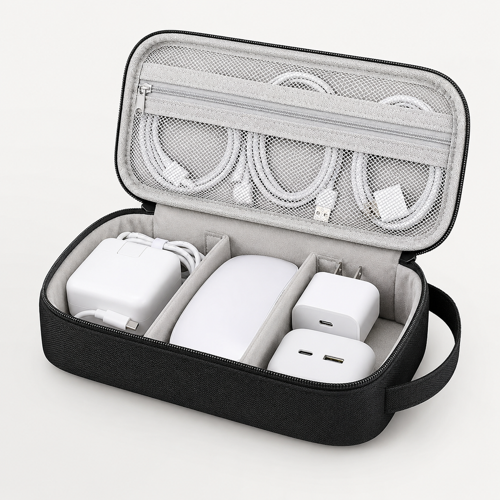 Multi-Compartment Tech Organiser Bag with Carry Strap