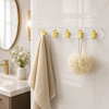 No-Drill Wall Hook Rail with 5 Sliding Gold-Tone Hooks