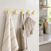 No-Drill Wall Hook Rail with 5 Sliding Gold-Tone Hooks