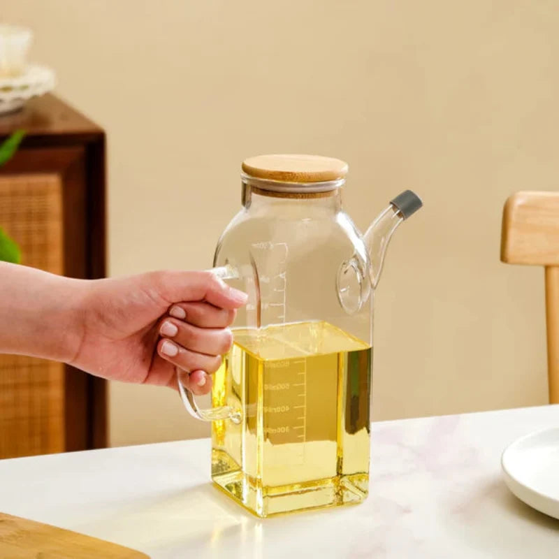 1L Borosilicate Jug with Airtight Wooden Lid & Precision Pour Stopper (1143)