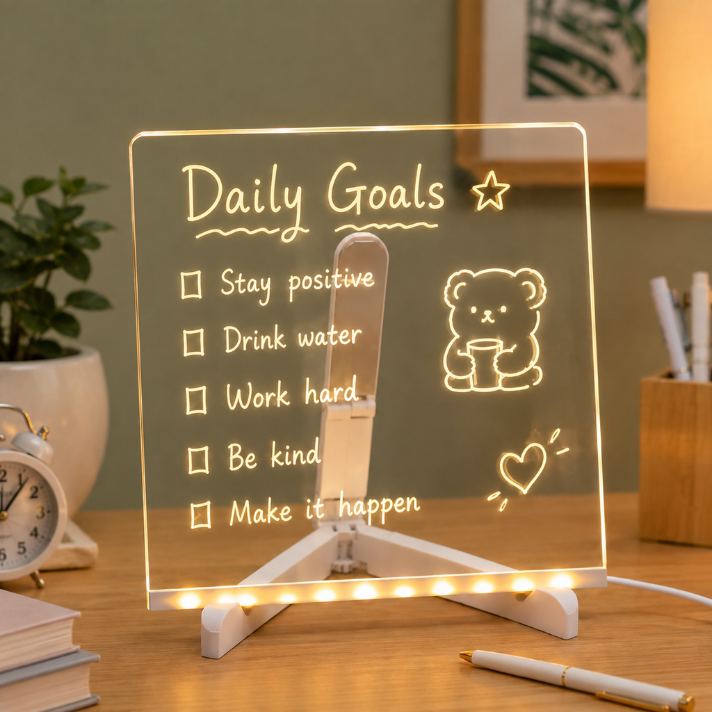 Reusable LED Acrylic Writing Board Set with Folding Stand