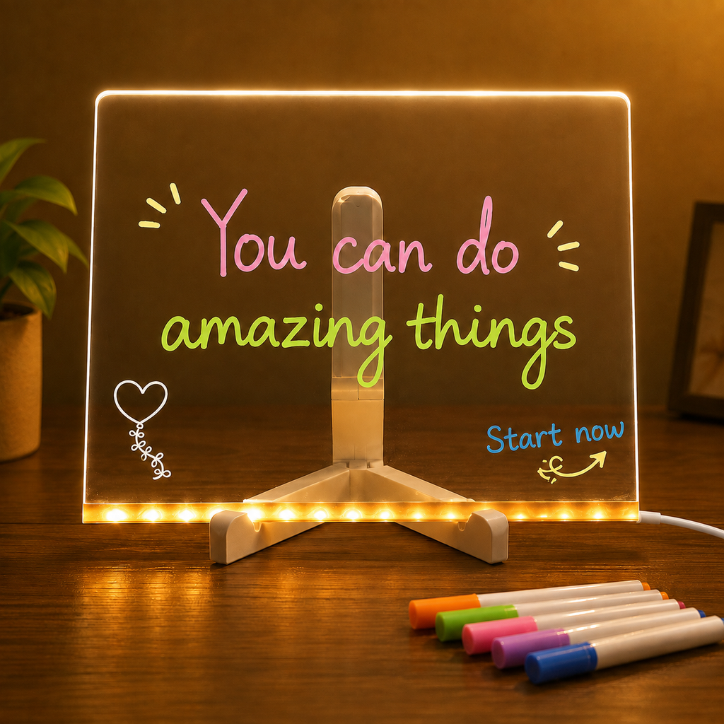 Reusable LED Acrylic Writing Board Set with Folding Stand