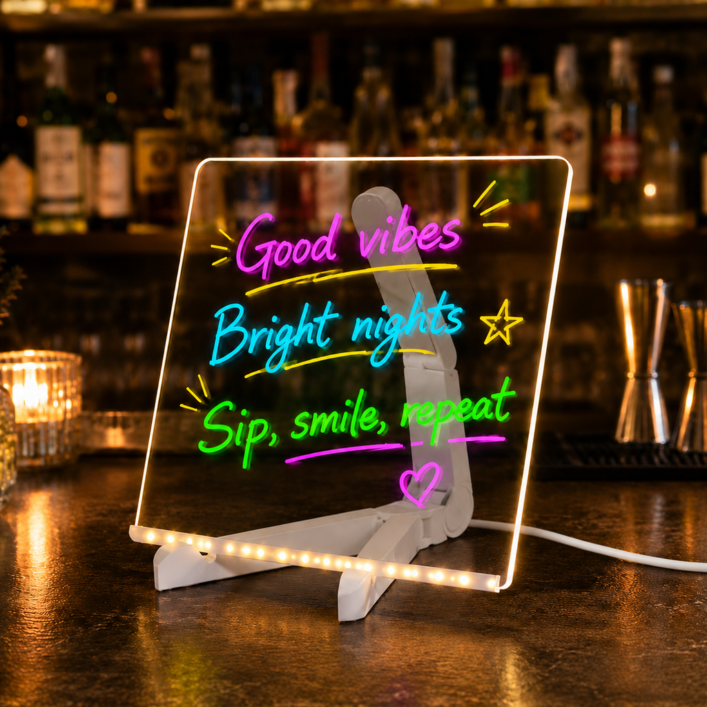 Reusable LED Acrylic Writing Board Set with Folding Stand