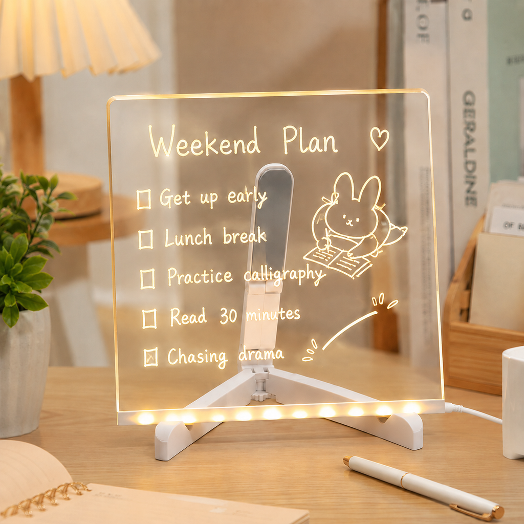 Reusable LED Acrylic Writing Board Set with Folding Stand