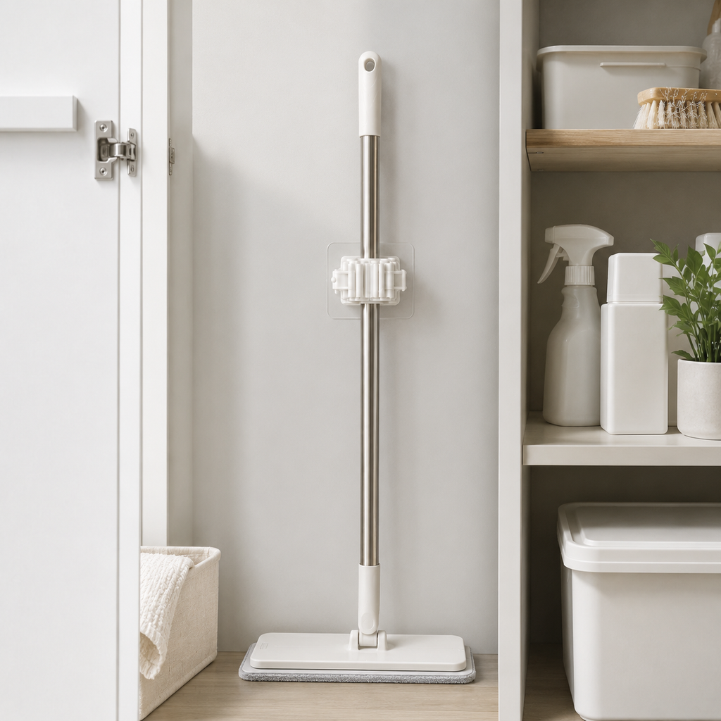 Roller-Grip Self-Adhesive Wall Mop & Broom Holder