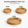 Round Bamboo Serving Trays with Handles | Set of 3 Sizes