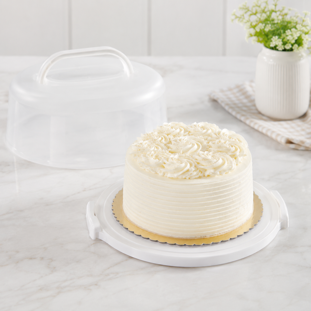Round Cake Carrier with 2 Side Locks & Carry Handle