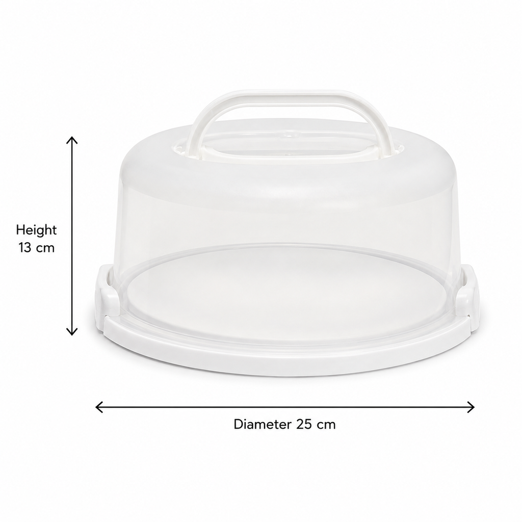 Round Cake Carrier with 2 Side Locks & Carry Handle