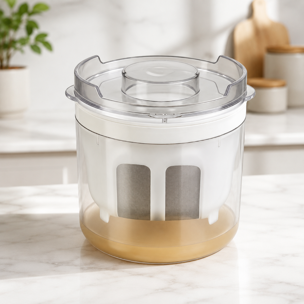 Round Greek Yogurt Strainer with Removable Mesh Basket 1100ml