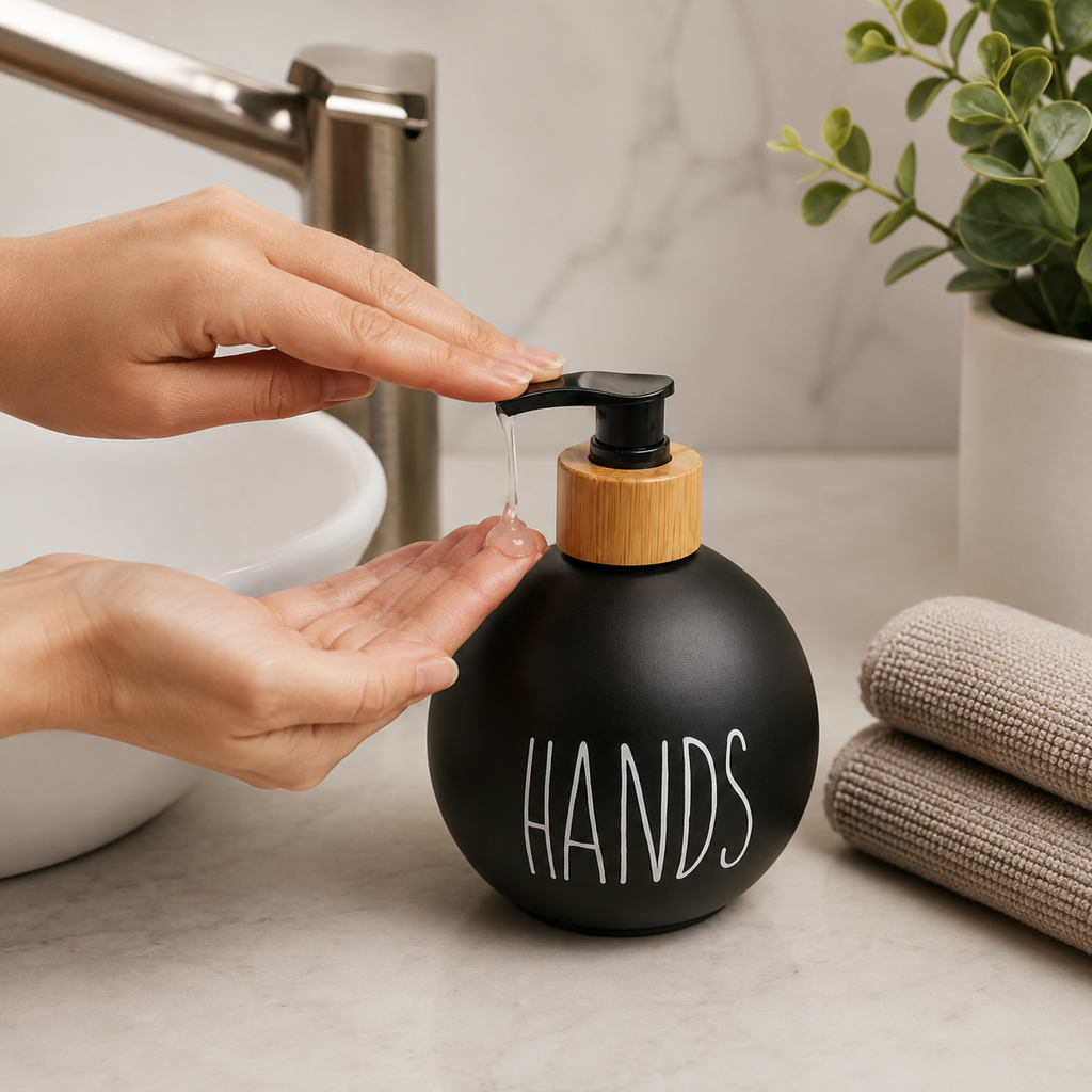 Round Soap Dispenser | Refillable Pump Bottle for Kitchen & Bathroom