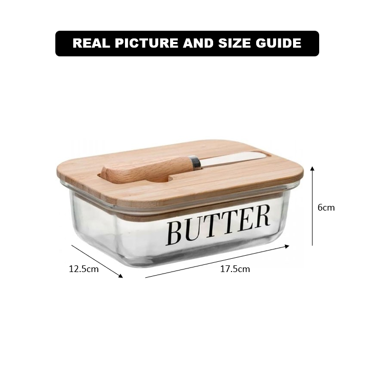 Rectangular Butter Keeper with Bamboo Lid & Knife