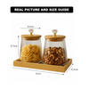 OakNest Glass Canister Set with Wooden Tray (1115)