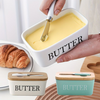 Ceramic Butter Dish with Bamboo Lid & Knife