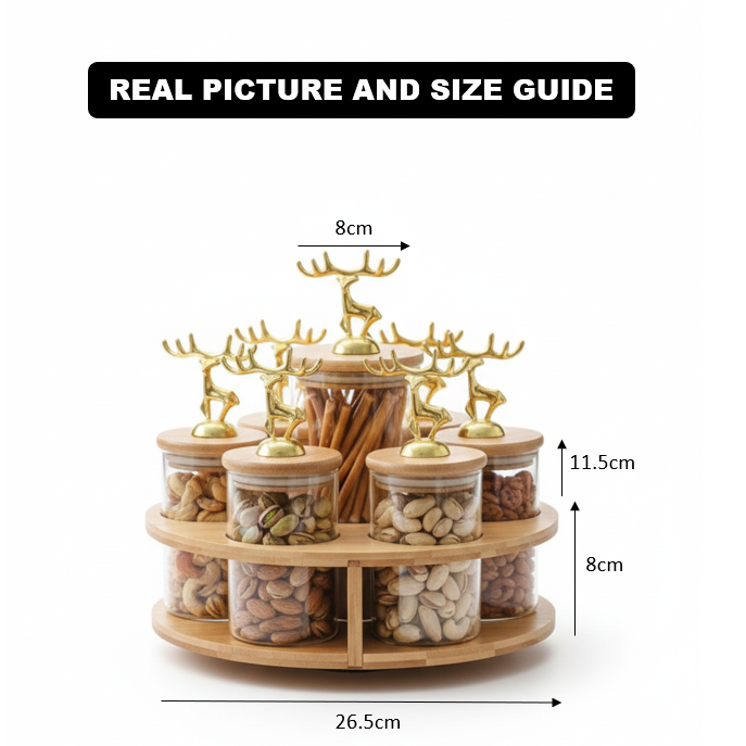 ClearGlass 7-Pcs Rotating Storage Jars Station (1169)