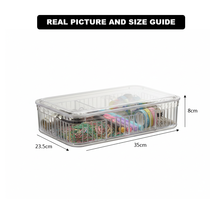 AdjustableGrids Acrylic Storage Box with Lid