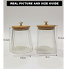 Ribbed Airtight Glass Jar with Bamboo Lid & Crystal Knob
