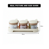 Round 3-Pcs Glass Spice Jars with Plastic Lid & Stand