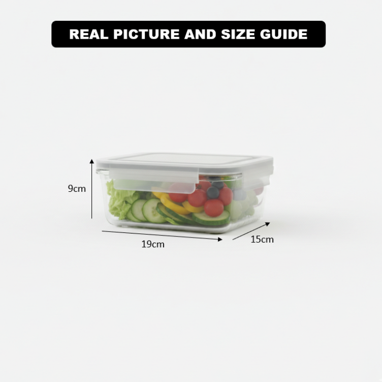 850ML Rectangular Glass Container with Lid (1802) by Limon