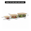 3Pcs Airtight Bamboo-Lid Glass Bowls Set (1146) – Rectangle