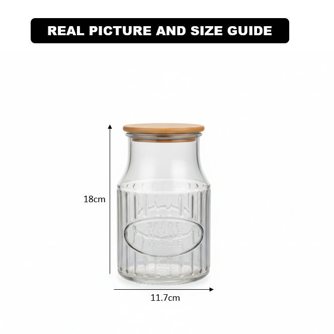 3-Pcs 1200ml Home Made Glass Jars Set with Airight Lids (2261) by Limon