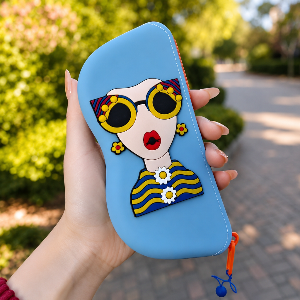 Silicone Glasses Case with Zip Closure & Wrist Strap