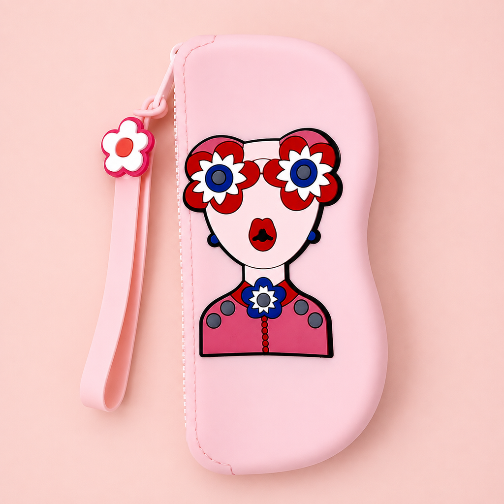 Silicone Glasses Case with Zip Closure & Wrist Strap