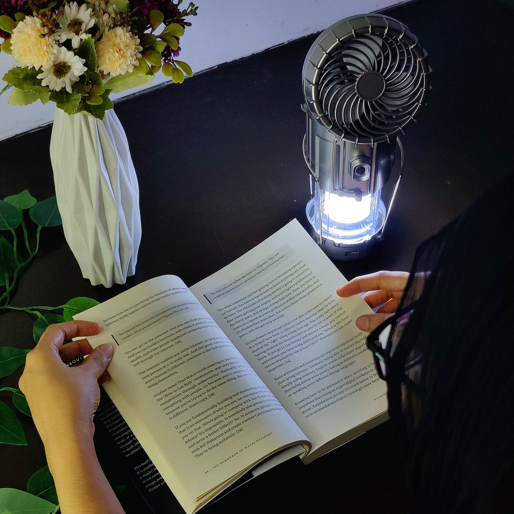 LED Solar Power Fan With Camping Light