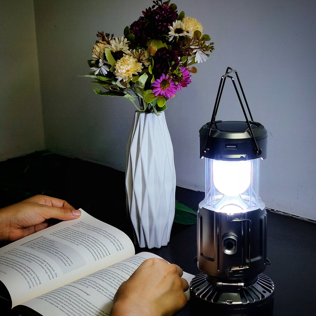 LED Solar Power Fan With Camping Light