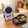 Space-Themed 3-Compartment Kids Lunch Box with Spoon