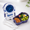 Space-Themed 3-Compartment Kids Lunch Box with Spoon