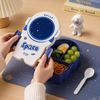 Space-Themed 3-Compartment Kids Lunch Box with Spoon