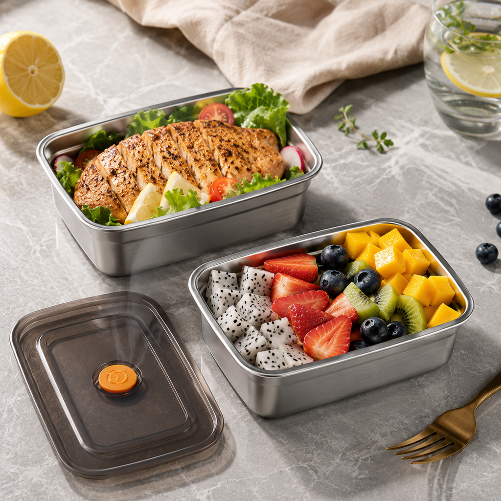 Stainless Steel Airtight Lunch & Storage Box Set | 600ml, 1200ml, 1500ml