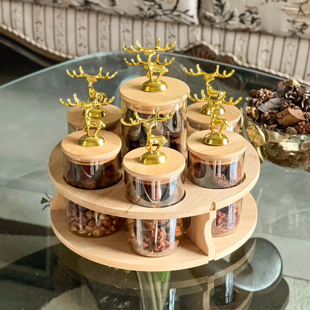 ClearGlass 7-Pcs Rotating Storage Jars Station (1169)