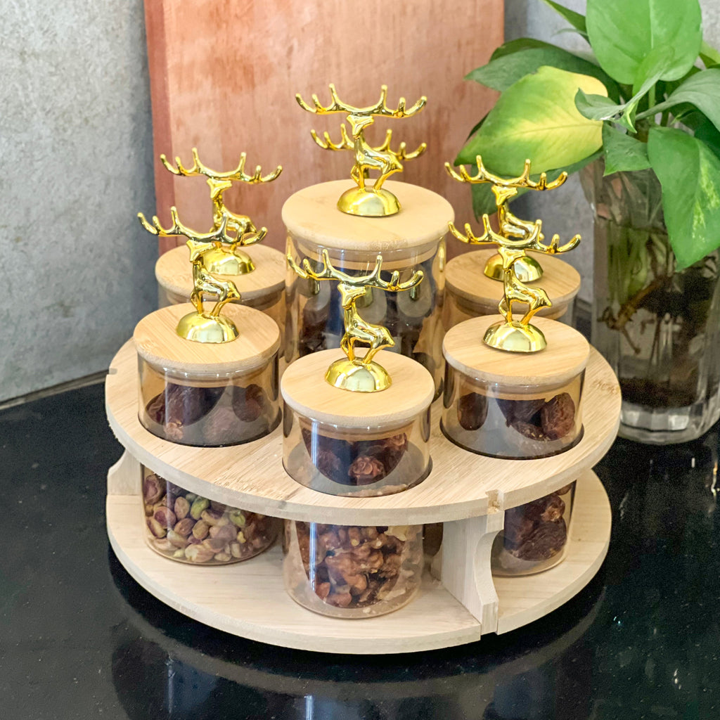 ClearGlass 7-Pcs Rotating Storage Jars Station (1169)