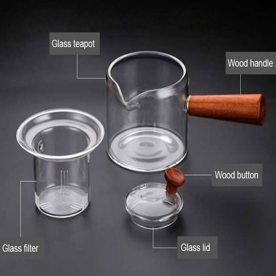 Dual Chamber Glass Tea Infuser with Wooden Handle