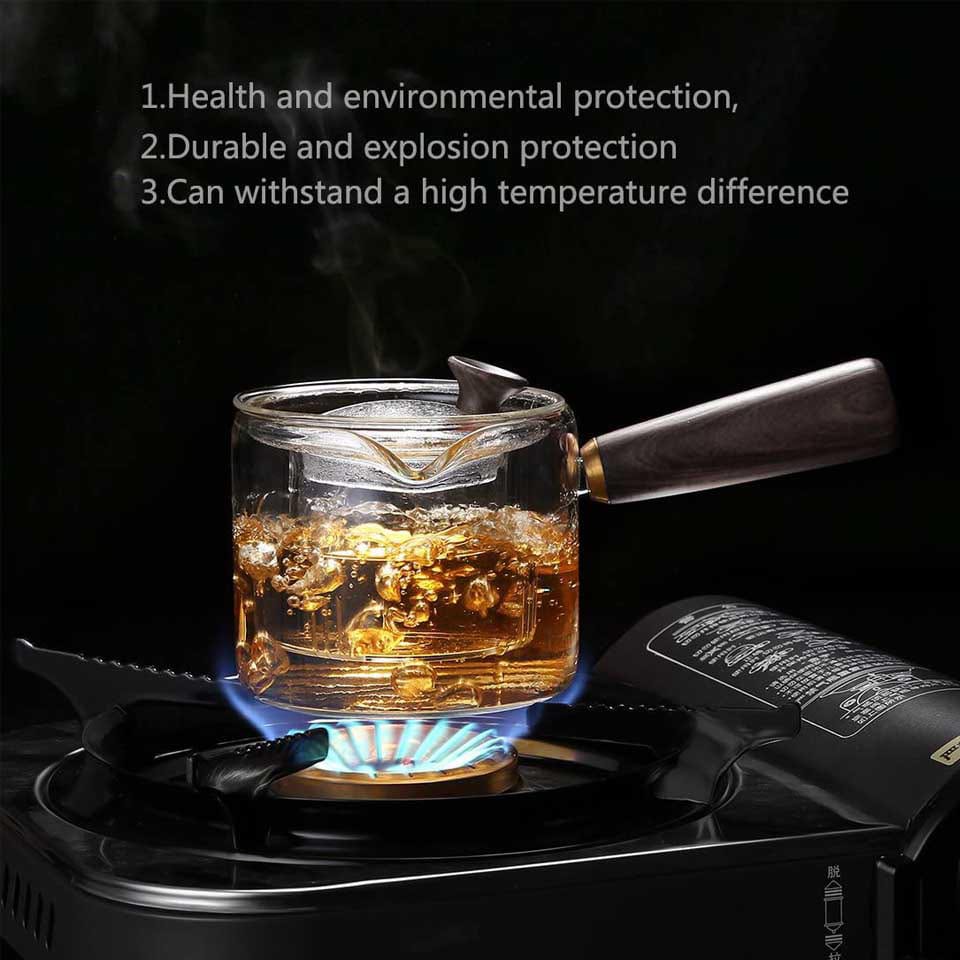 Dual Chamber Glass Tea Infuser with Wooden Handle