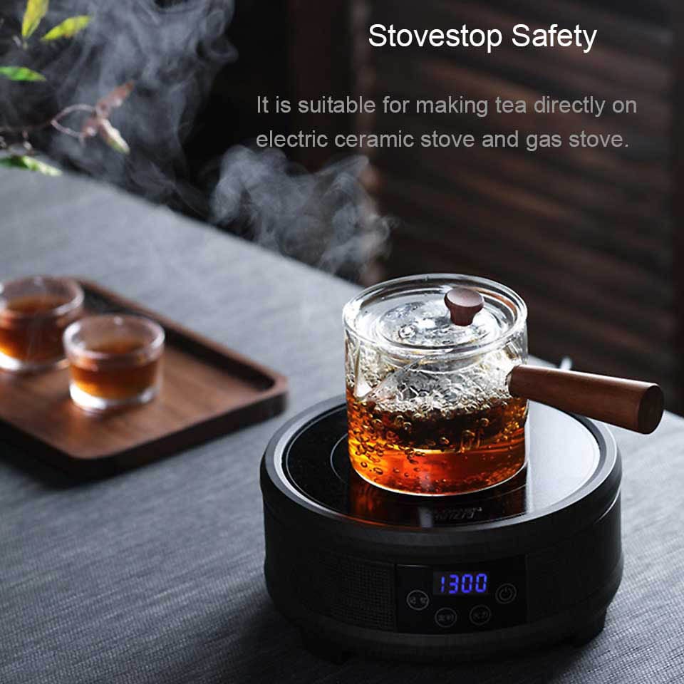 Dual Chamber Glass Tea Infuser with Wooden Handle