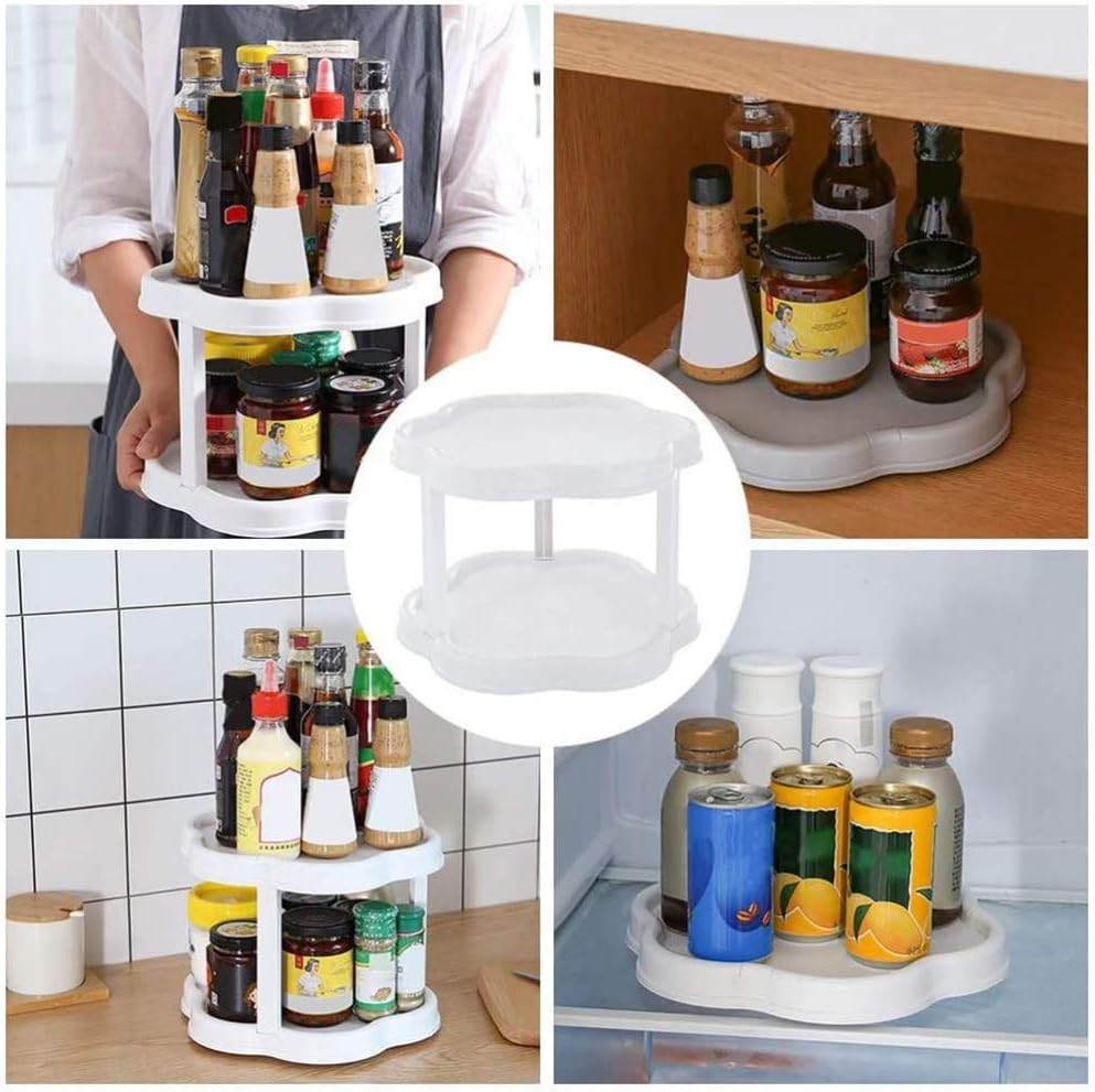 Flower-Shaped 360° Rotating Plastic  Storage Organizer