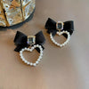 Heart & Bow Pearl Earrings