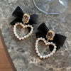 Heart & Bow Pearl Earrings