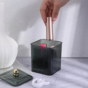 Fluted Cotton Pad & Swab Organizer with Lid