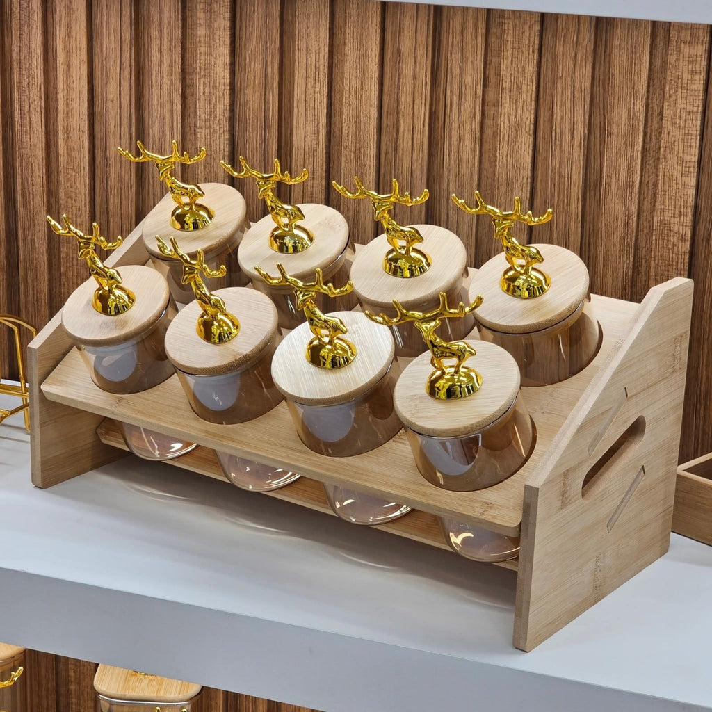 Royal Golden Deer 8-Piece Glass Jar Station (1170)