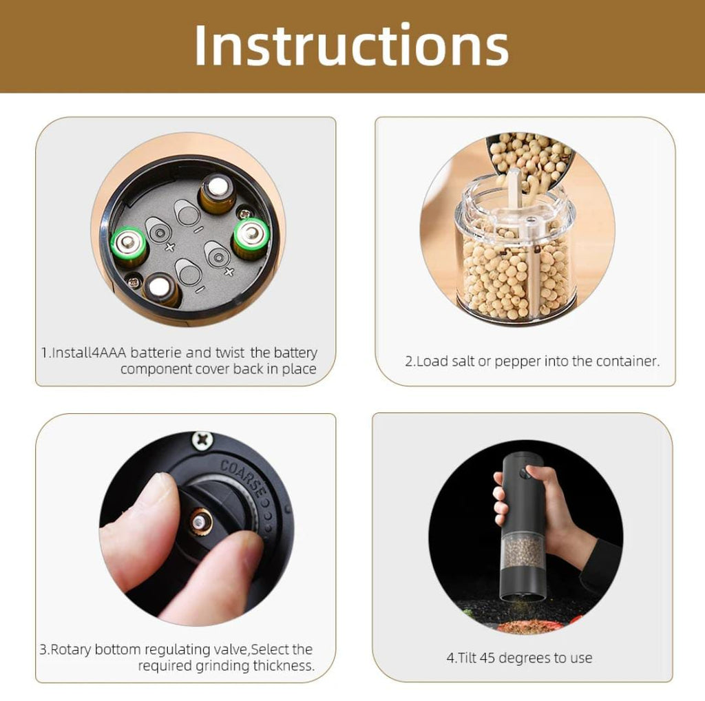 Electric Pepper Grinder with Led - (Battery Operated)