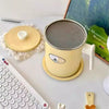 Deluxe Stainless Steel Oil Filter Pot with Fine Mesh Strainer and Handle.