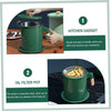 Deluxe Stainless Steel Oil Filter Pot with Fine Mesh Strainer and Handle.