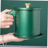 Deluxe Stainless Steel Oil Filter Pot with Fine Mesh Strainer and Handle.