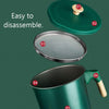 Deluxe Stainless Steel Oil Filter Pot with Fine Mesh Strainer and Handle.