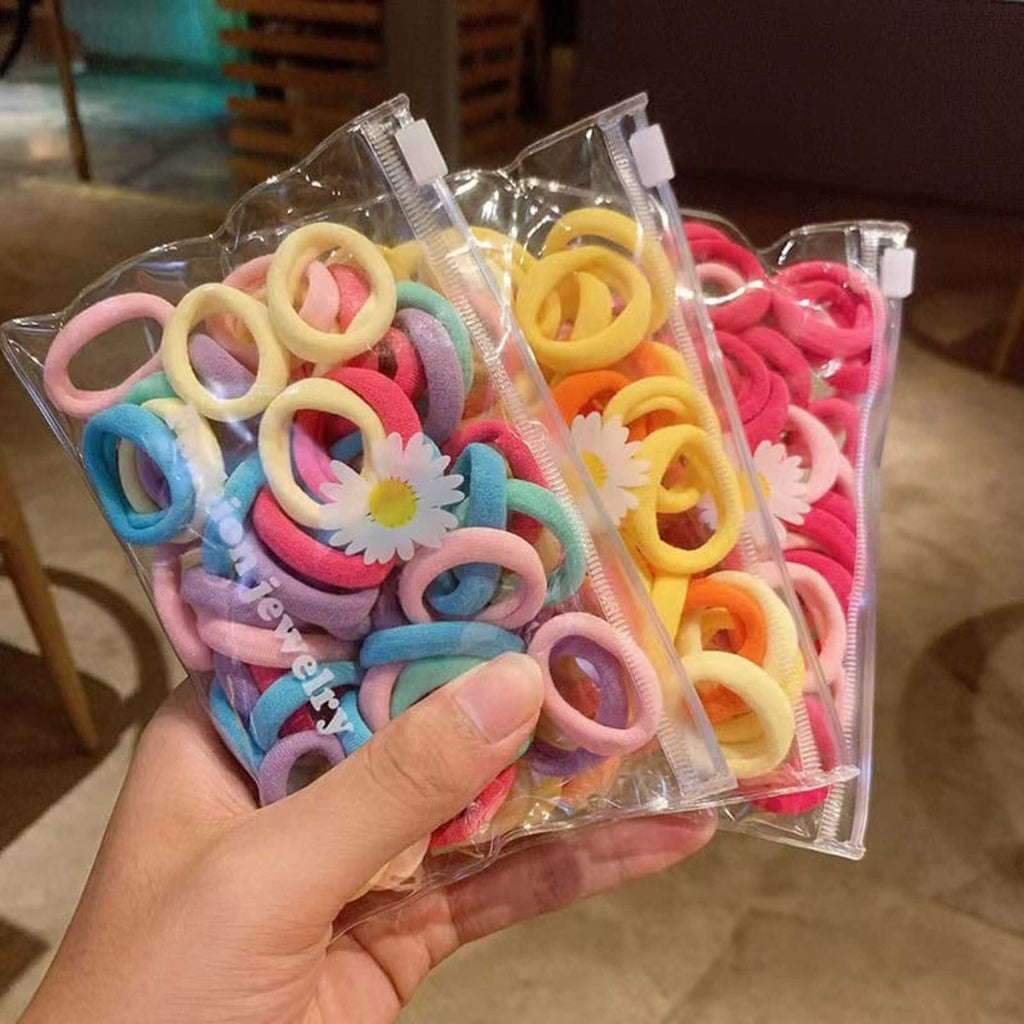 Cotton Candy Soft Elastic Hair Bands – Pack of 50