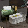 Diamond-Cut Spring-Rise Tissue Box with Dual Compartments