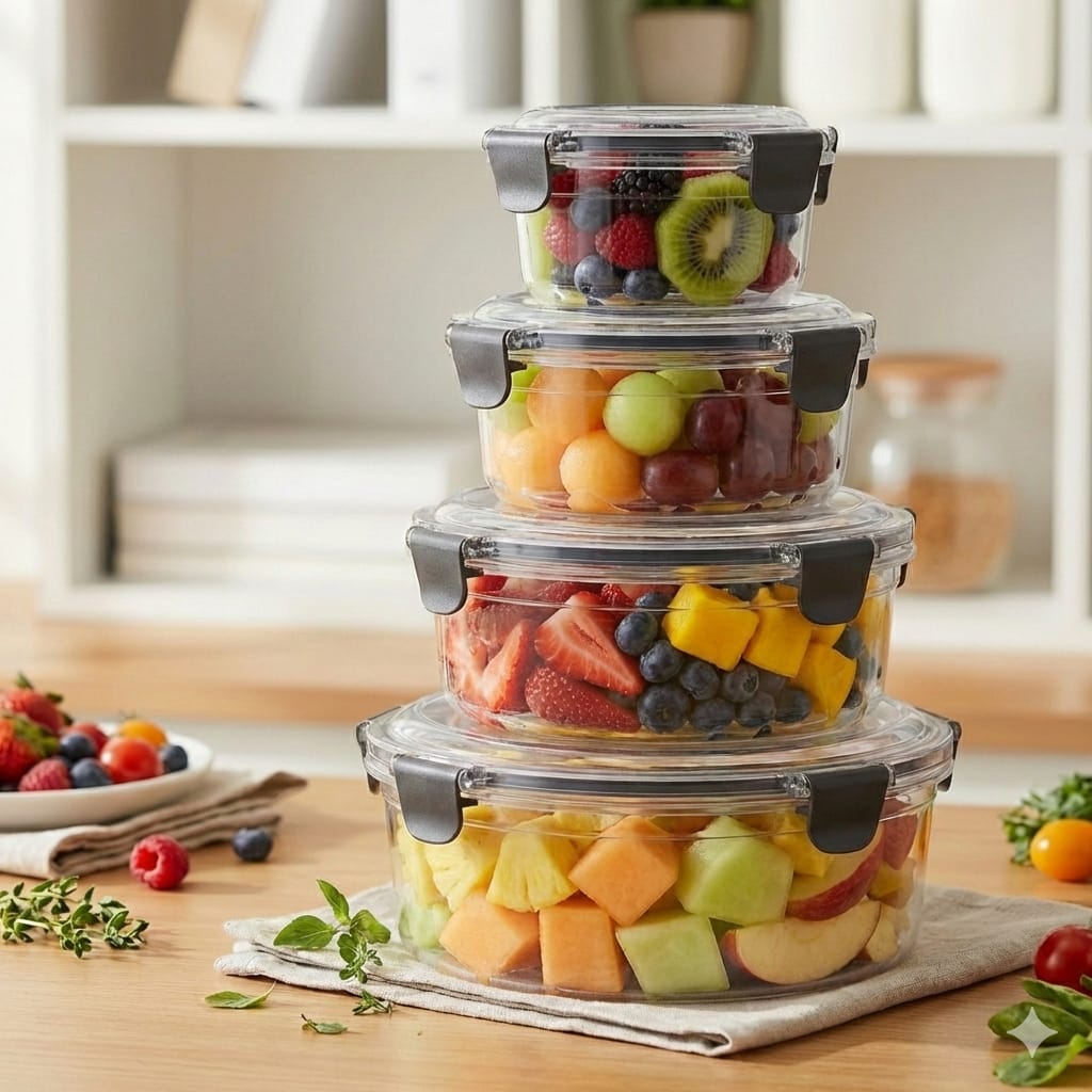 4-Pcs Round Airtight Storage Boxes
